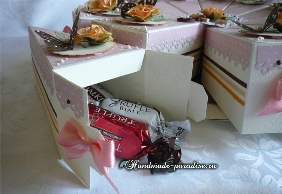 Подарочный торт из бумаги. Шаблон коробочки