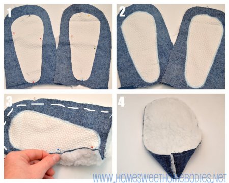 Детские меховые тапочки из овчины: выкройка и мастер класс по шитью из старых джинсов