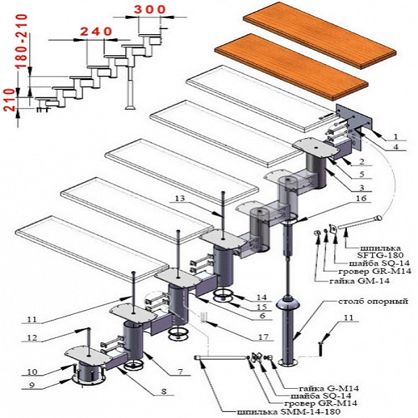 Сборка модульной лестницы