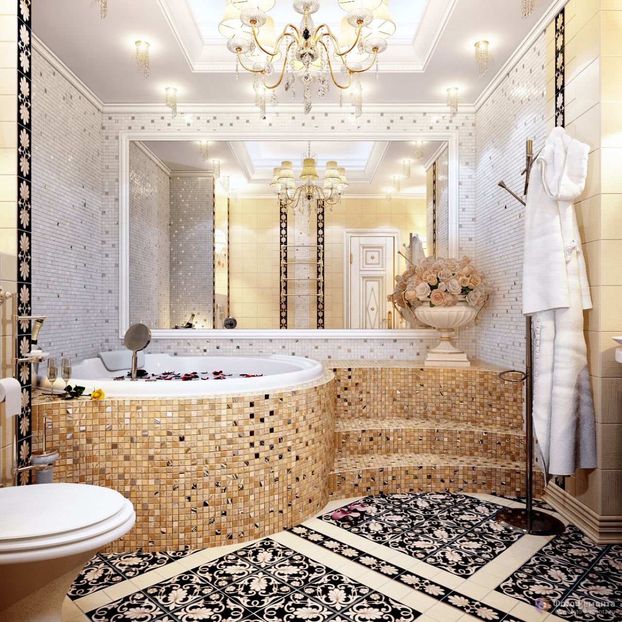 Плитка мозаика в ванной - 50 фото